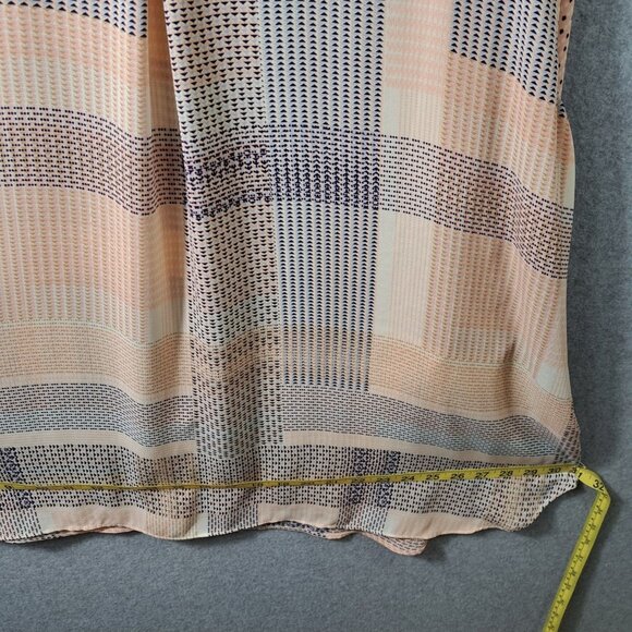 Rose+Olive Women 3X Plus Size Blouse Button 3/4 Sleeve Geometric Poly Peach Blue - Picture 8 of 16